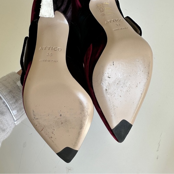The Attico Elsa Velvet pumps Burgundy plum Black buckle heel EUC US size 5 - Picture 11 of 14
